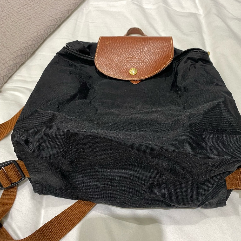 Longchamp Black and Brown Backpack